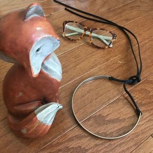 Steve Madden Silver Bar + Leather Choker